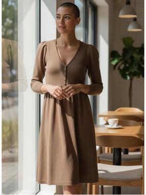 EUC ZARAKNIT Brown Long Sleeve Knit Dress Women’s M